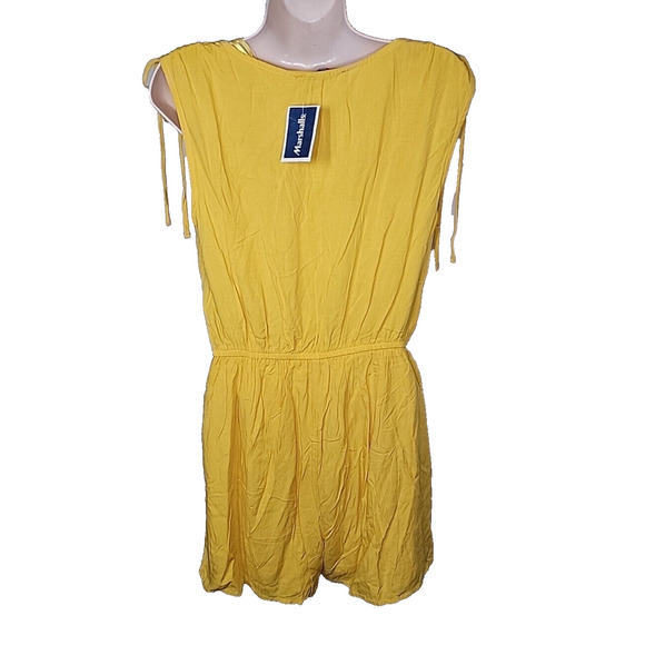 ONE CLOTHING LA Yellow Draw String Shoulder V-Neck Wrap Romper Size L - Picture 4 of 10